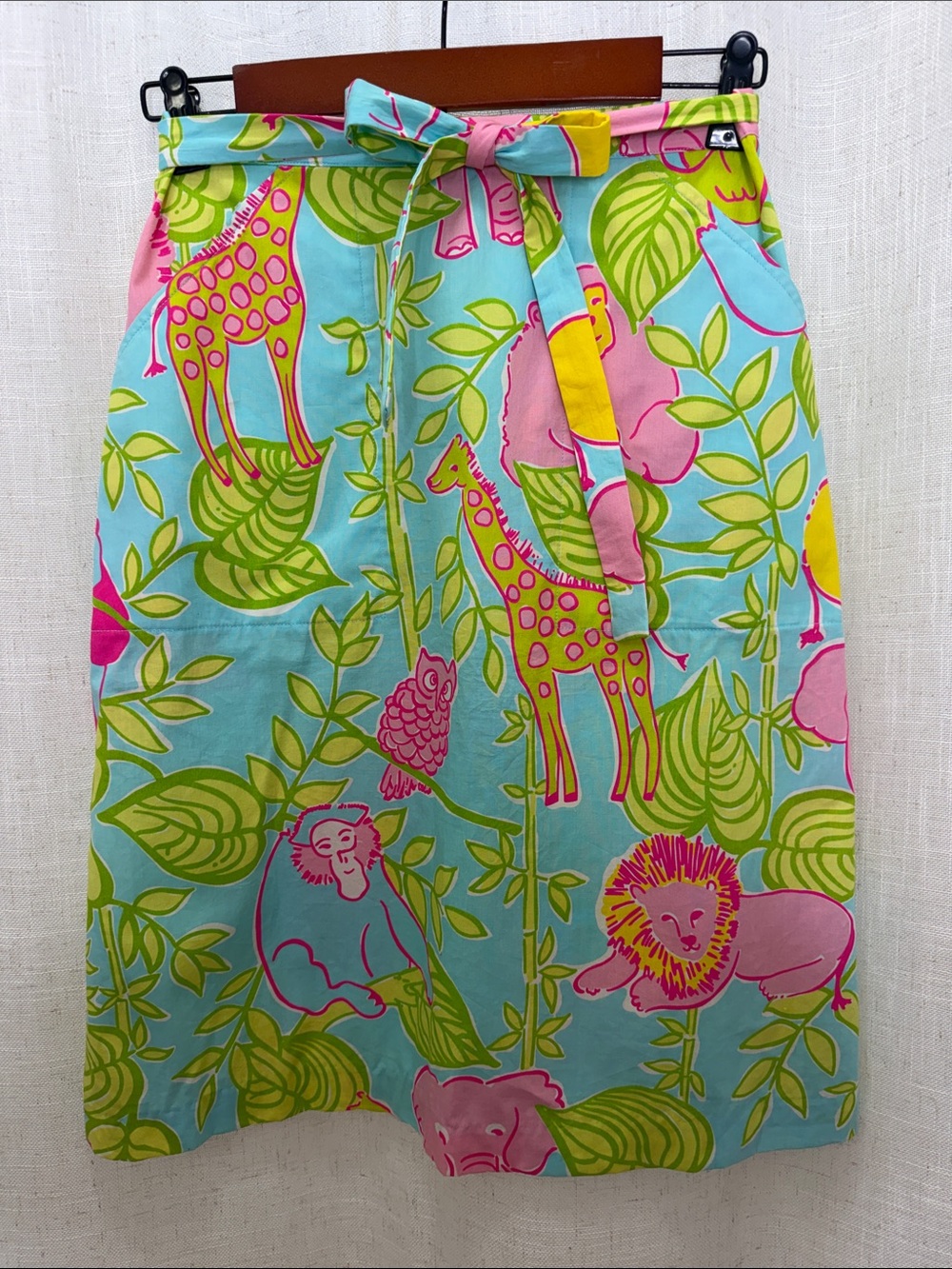 Lilly Pulitzer Vintage Tropical Print Wrap Skirt W/Front Tie Size 2